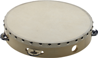 Tambourin 10" pré-accordé en bois, peau fixe rivetée, 1 rangée de cymbalettes
