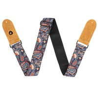 Prodipe, Sangle 50mm JACQUARD | Motif Végétal - Doublée noire - Support Cuir