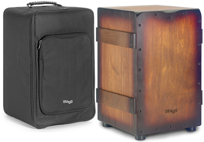 Cajón Crate de taille standard avec plaque de frappe sunburst brun