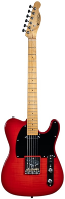 Prodipe, Guitare électrique TC90 Aulne Flamé, Trans Red